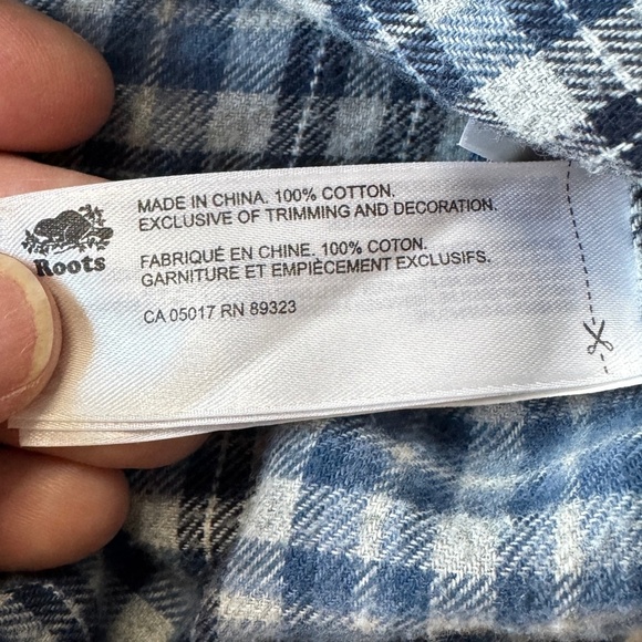 Roots Men's Flannel Long Sleeve Plaid‎ Button Up Shirt Blue Size X-Large Western - Picture 8 of 15